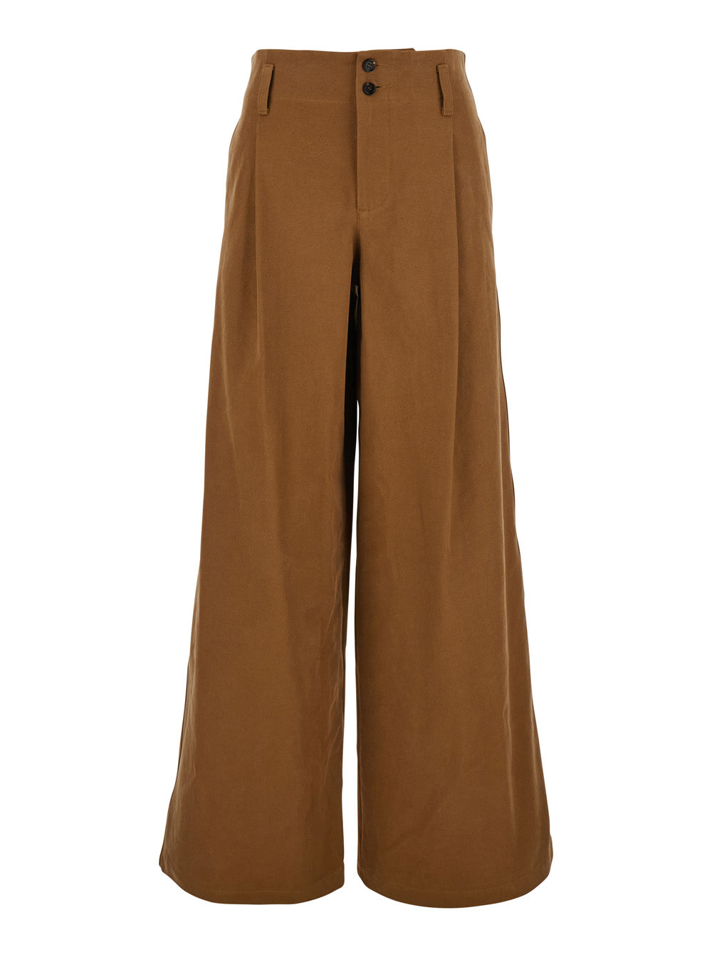 Chloé Women Brown Pants With Belt Loops And Wide Leg In Cotton Woman