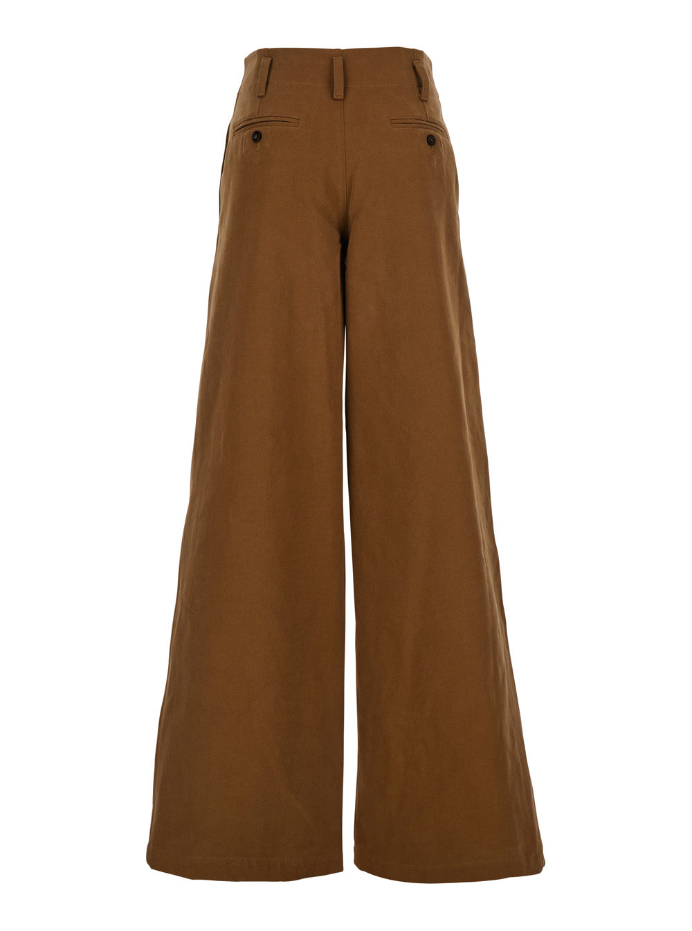 Chloé Women Brown Pants With Belt Loops And Wide Leg In Cotton Woman