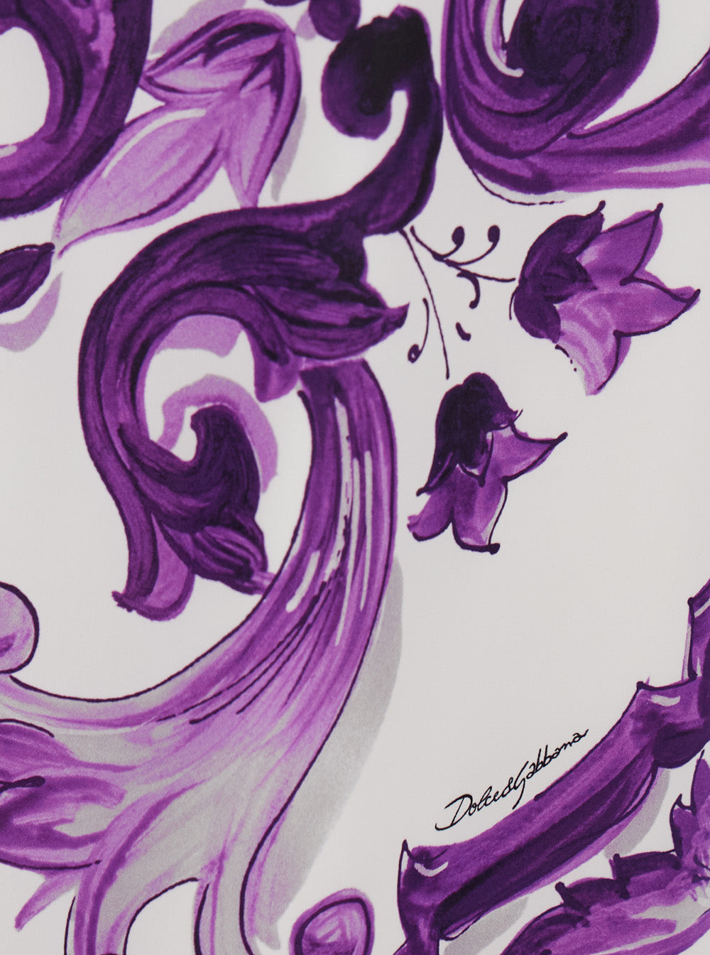 Dolce & Gabbana Women Violet Crewneck Dress With Rear Zip Closure And All-Over Floral Print In Silk Stretch Woman