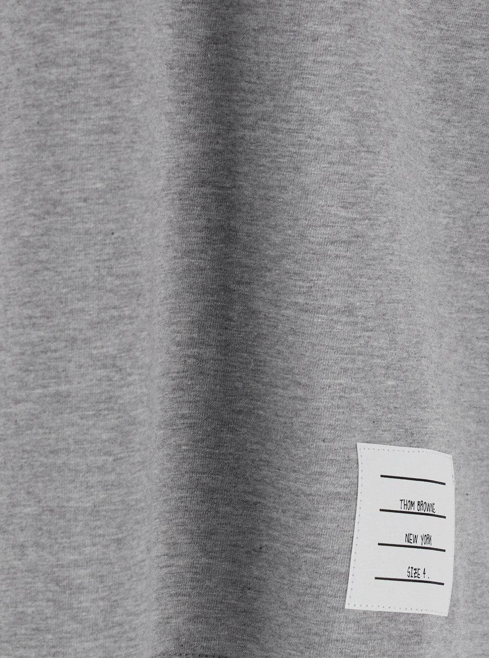 Thom Browne Men Grey Crewneck T-Shirt With Logo Patch On The Front And Striped Detail On The Rear In Cotton Man
