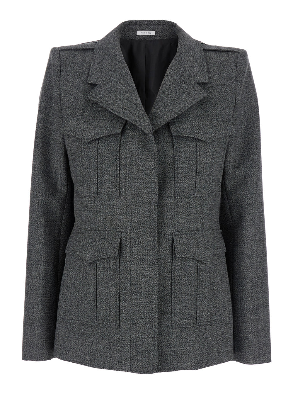 Alexander Mcqueen Women Grey Jacket With Wide Notched Revers In Wool Woman