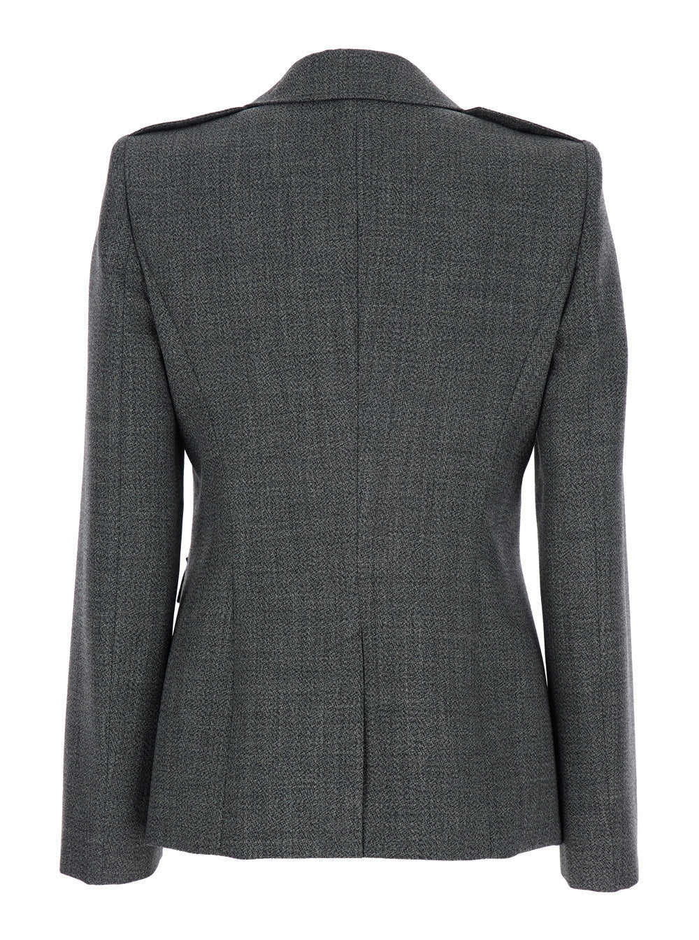 Alexander Mcqueen Women Grey Jacket With Wide Notched Revers In Wool Woman