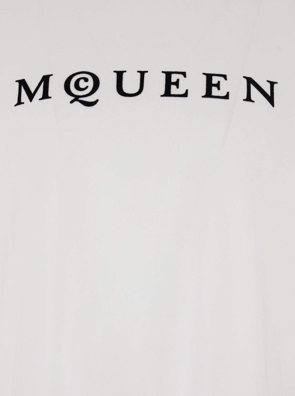 Alexander Mcqueen Men White Crewneck T-Shirt With Logo Lettering On The Front In Cotton Man