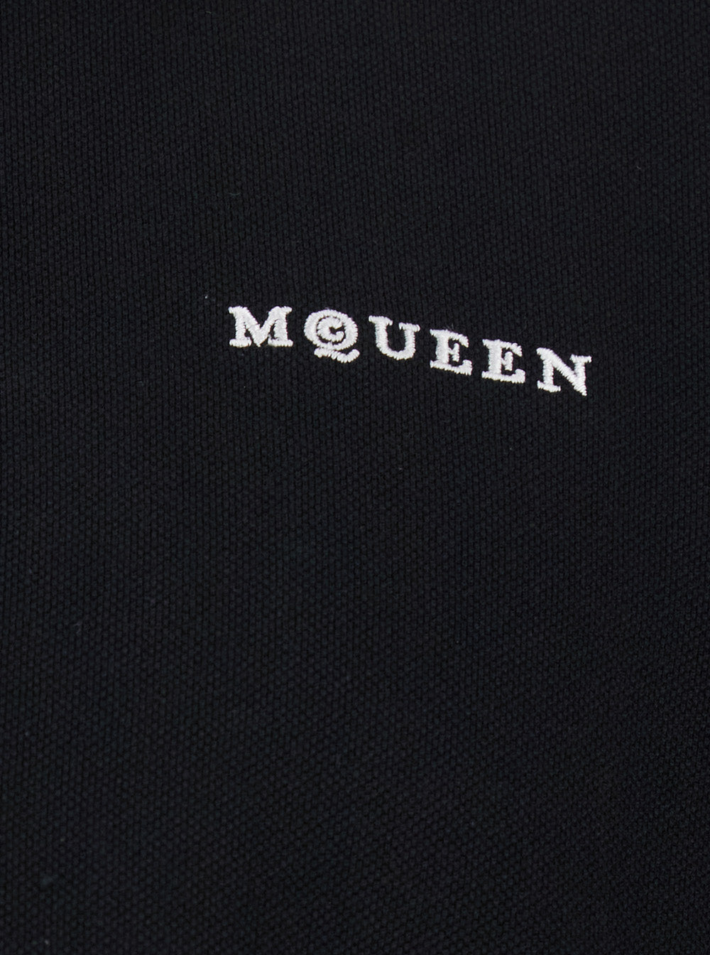 Alexander Mcqueen Men Black Polo Shirt With Classic Collar And Logo Lettering Embroidery On The Front In Cotton Man