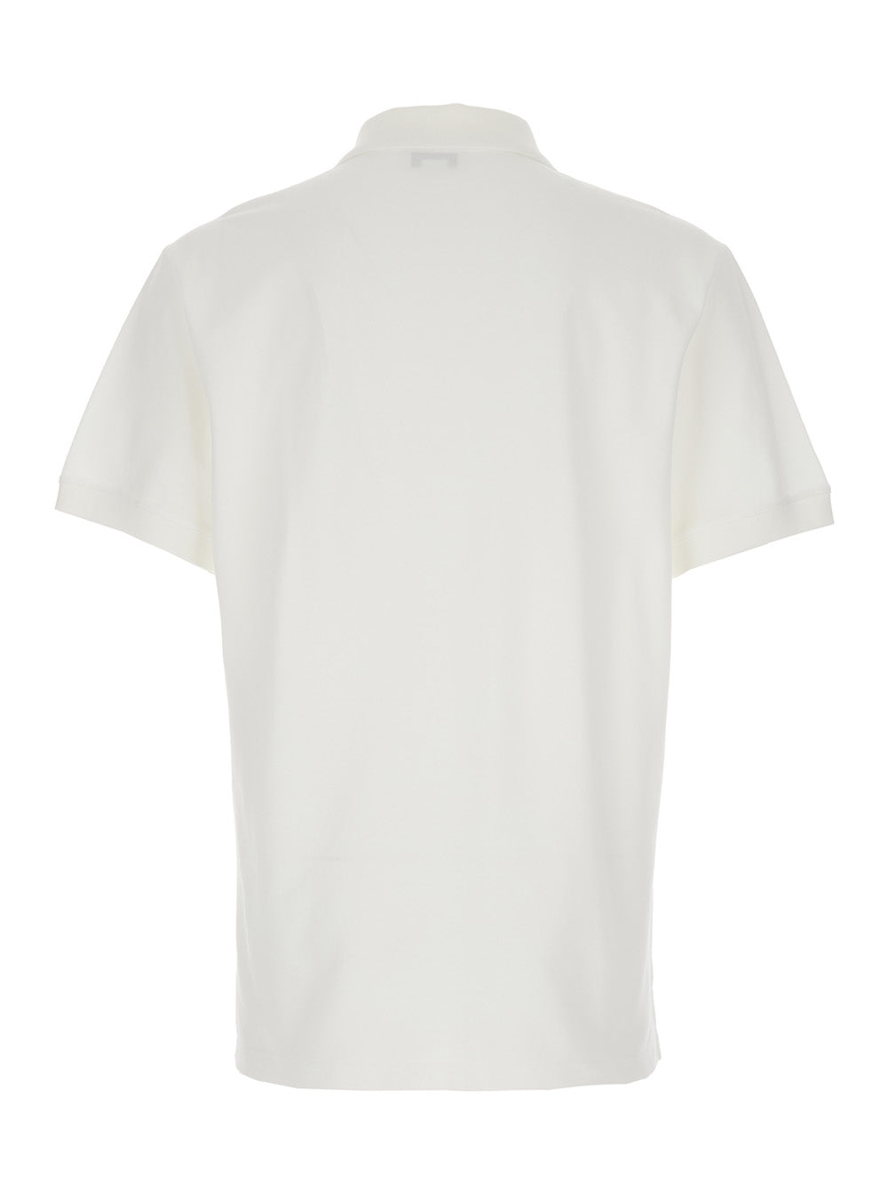 Alexander Mcqueen Men White Polo Shirt With Classic Collar And Logo Lettering Embroidery On The Front In Cotton Man