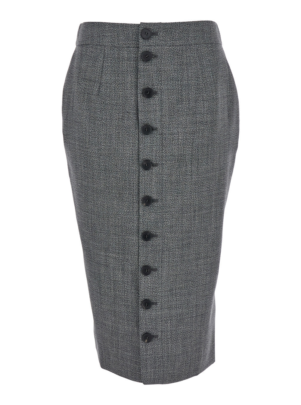 Alexander Mcqueen Women Grey Skirt With Button Closure In Wool Woman