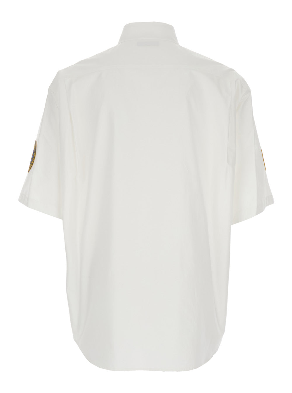 Balenciaga Men White Shirt With Logo Lettering On The Front And Logo Patch On The Sleeve In Cotton Man