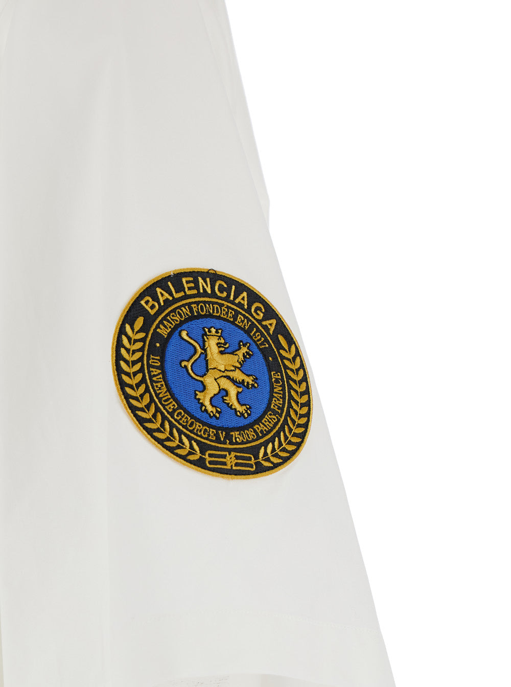 Balenciaga Men White Shirt With Logo Lettering On The Front And Logo Patch On The Sleeve In Cotton Man