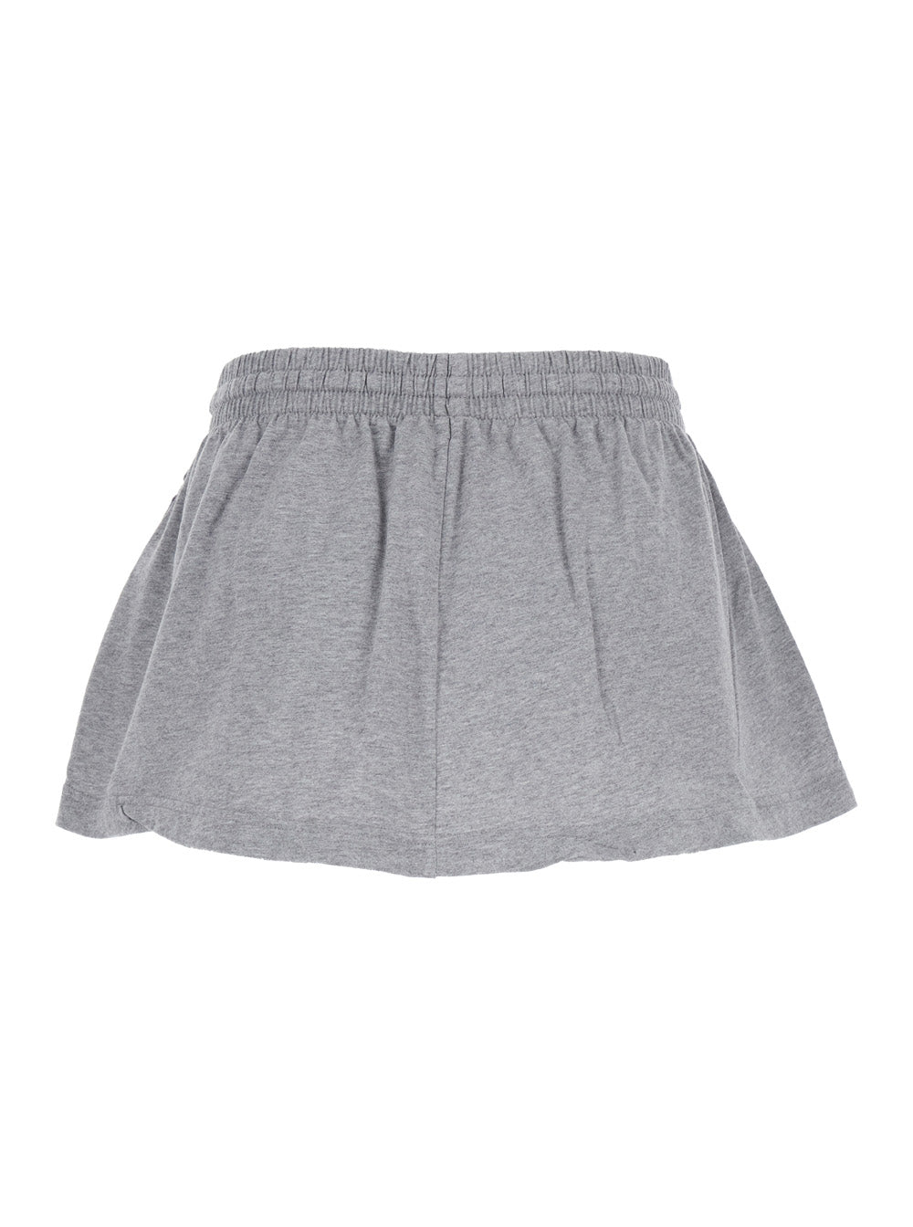 Balenciaga Women Grey Miniskirt With Logo Embroidery On The Front And Elastic Drawstring Waist In Cotton Woman