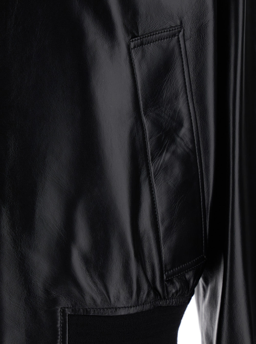 Bottega Veneta Men Black Bomber Jacket With Two Front Welt Pockets In Leather Man