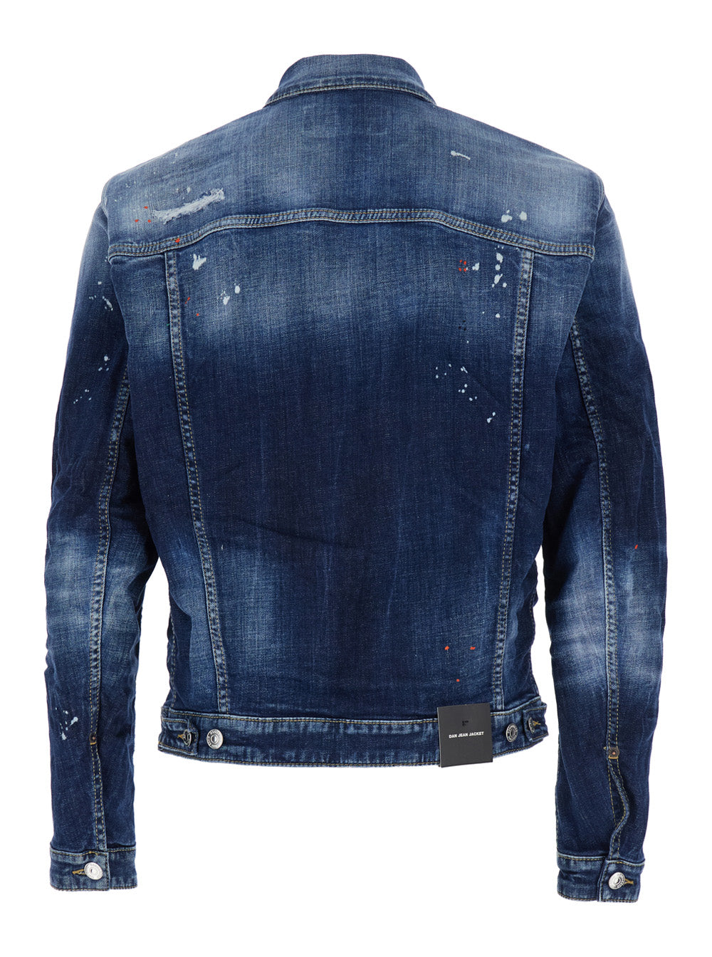 Dsquared2 Men 'Dan' Blue Jacket With Classic Collar And All-Over Painted Details In Denim Man