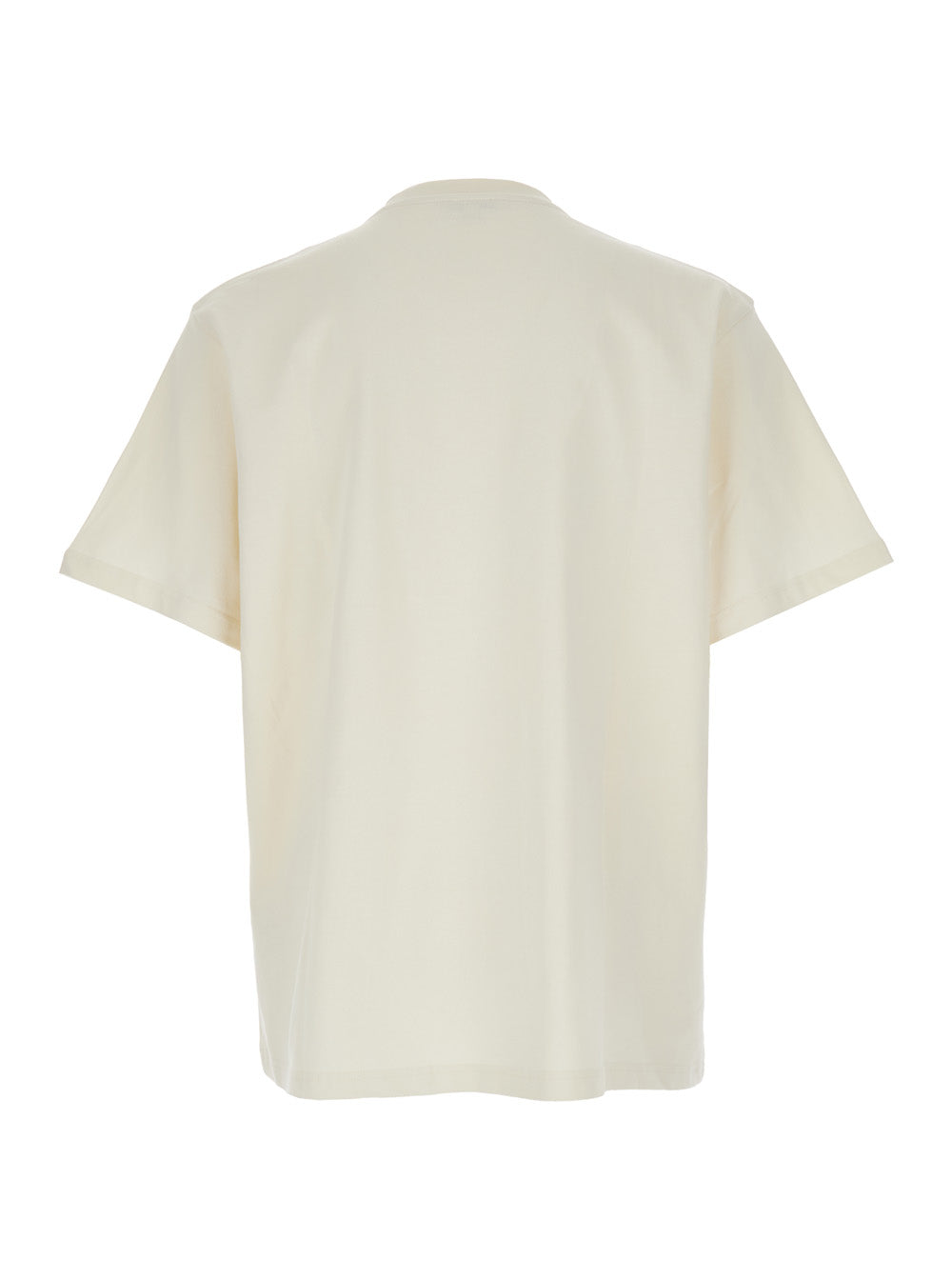 Jw Anderson Men White Crewneck T-Shirt With Logo Embroidery On The Front In Cotton Man