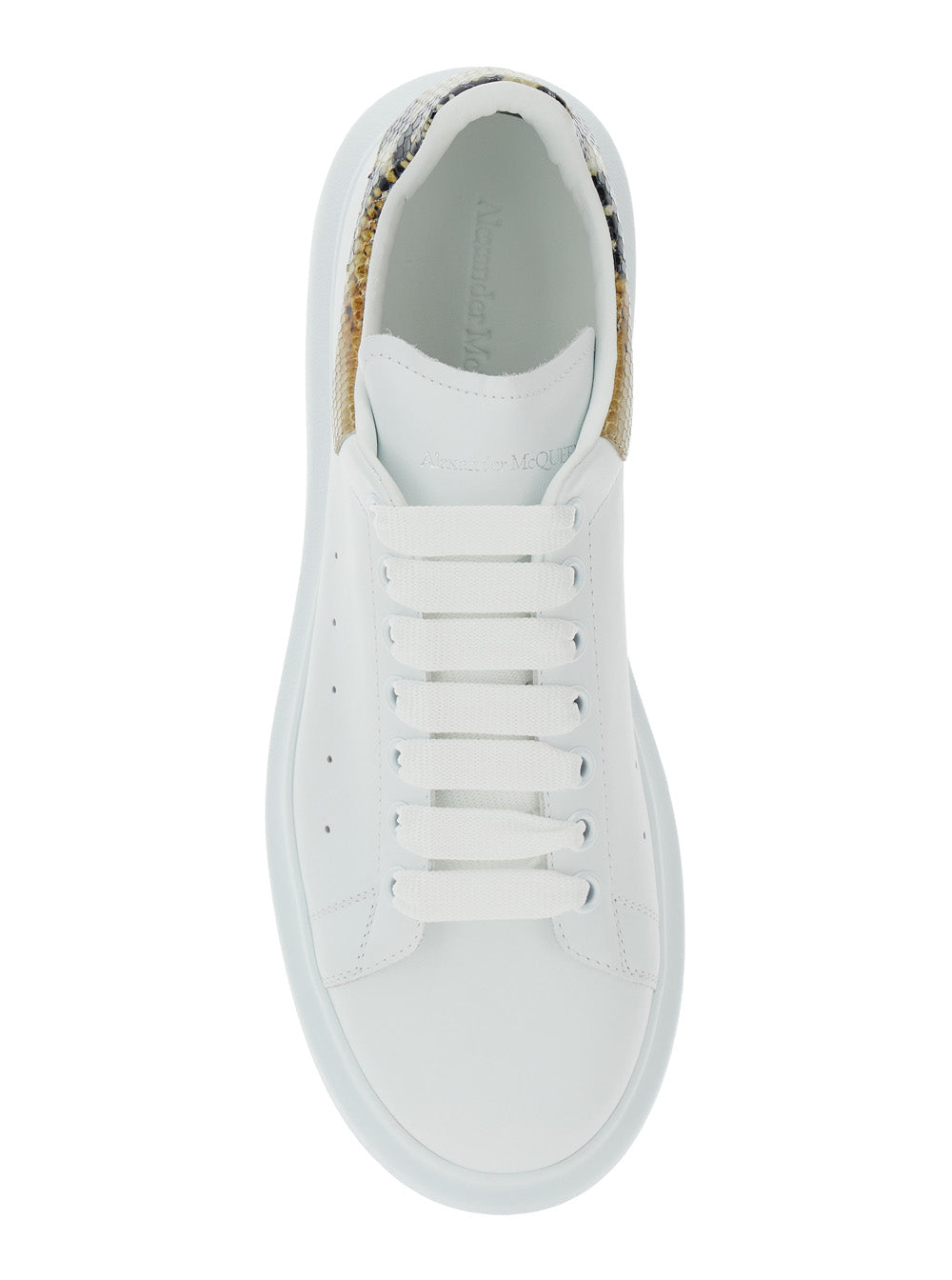 Alexander Mcqueen Men White Oversize Sneakers With Snake Print On The Heel In Leather Man