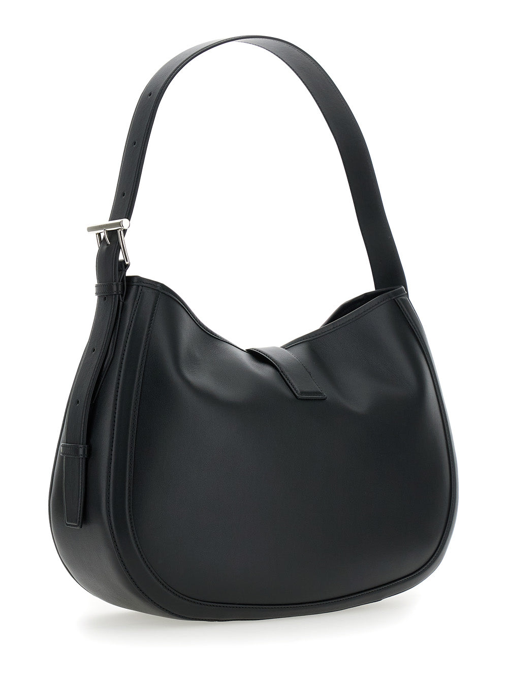 Alexander Mcqueen Women Black Shoulder Bag With Adjustable Shoulder Strap And T Buckle Closure On The Front In Leather Woman