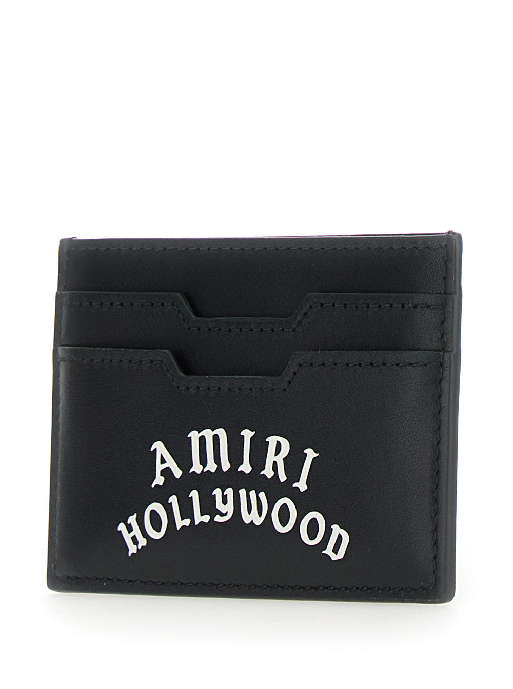 Amiri Men Black Card Holder With Logo Lettering On The Front And Embossed Logo On The Rear In Leather Man