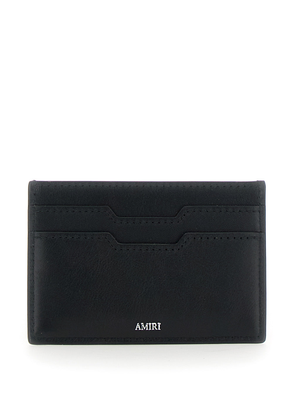 Amiri Men Black Card Holder With Logo Lettering On The Front And Embossed Logo On The Rear In Leather Man
