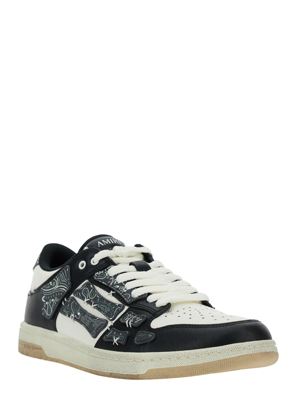 Amiri Men 'Skel Top' Black Low Top Sneakers With Logo Patch On The Tongue And Logo Lettering On The Heel In Leather Man