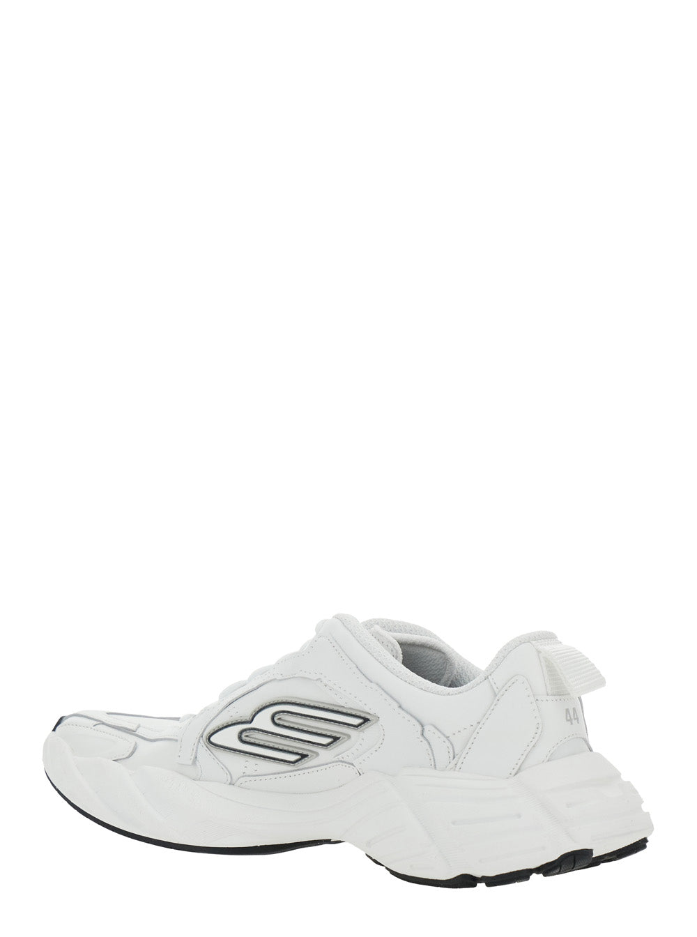 Balenciaga Men 'Monday' White Low Top Sneakers With Logo Detail And Embossed Size On The Rear In Leather And Fabric Man