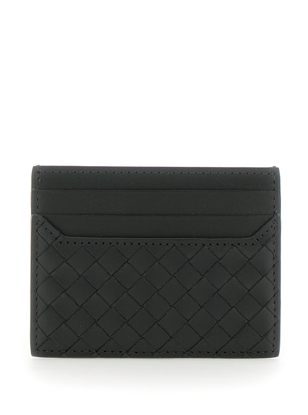 Bottega Veneta Men Green Card Holder With Intrecciato Motif In Leather Man