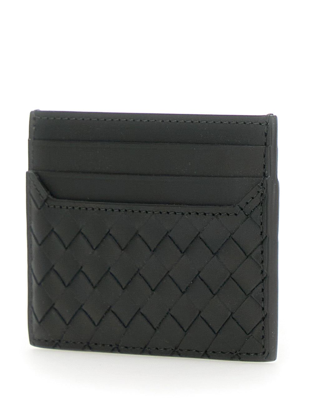 Bottega Veneta Men Green Card Holder With Intrecciato Motif In Leather Man