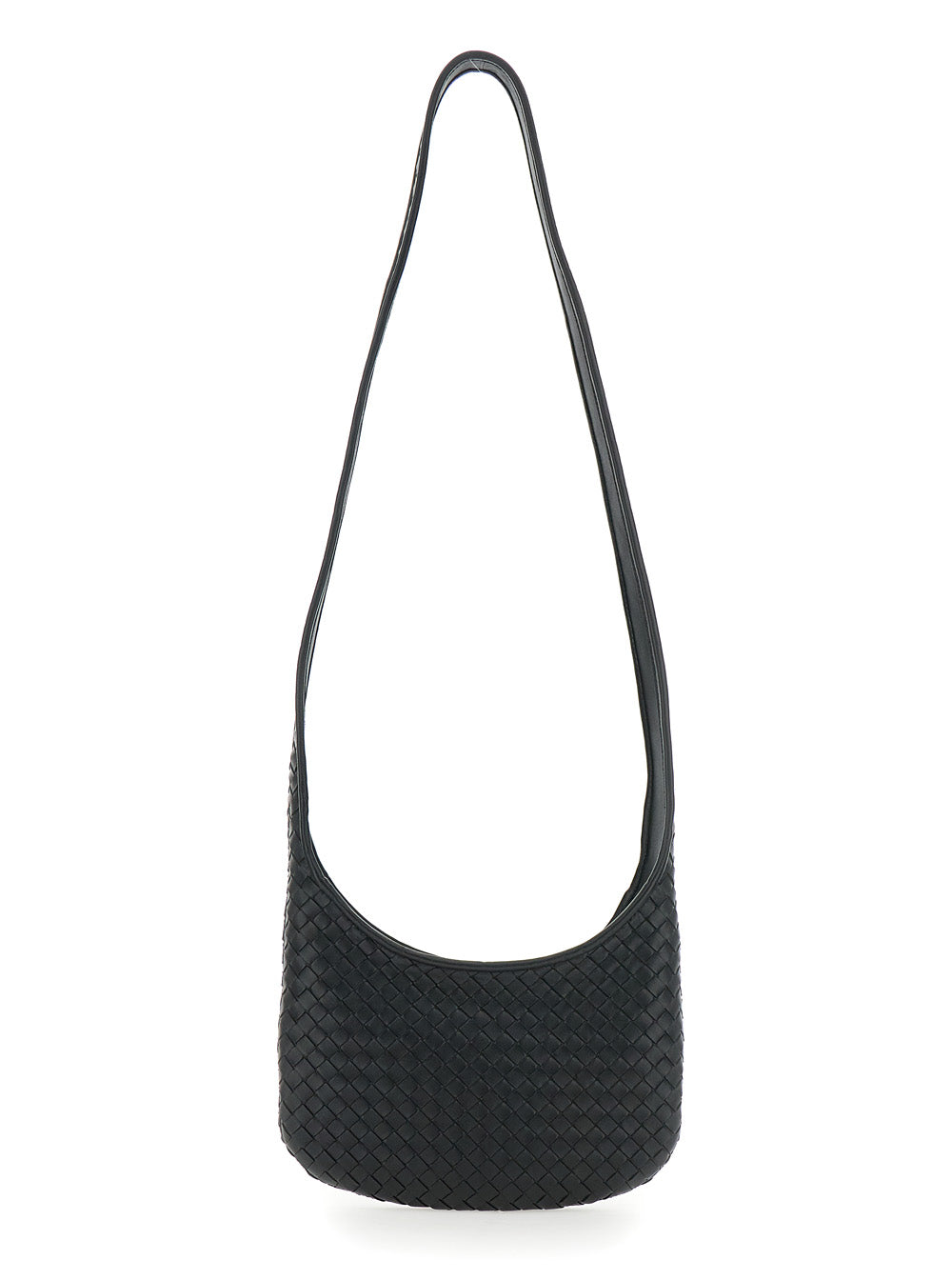 Bottega Veneta Men 'Veneto' Black Shoulder Bag With Fixed Shoulder Strap And All-Over Intrecciato Motif In Leather Man
