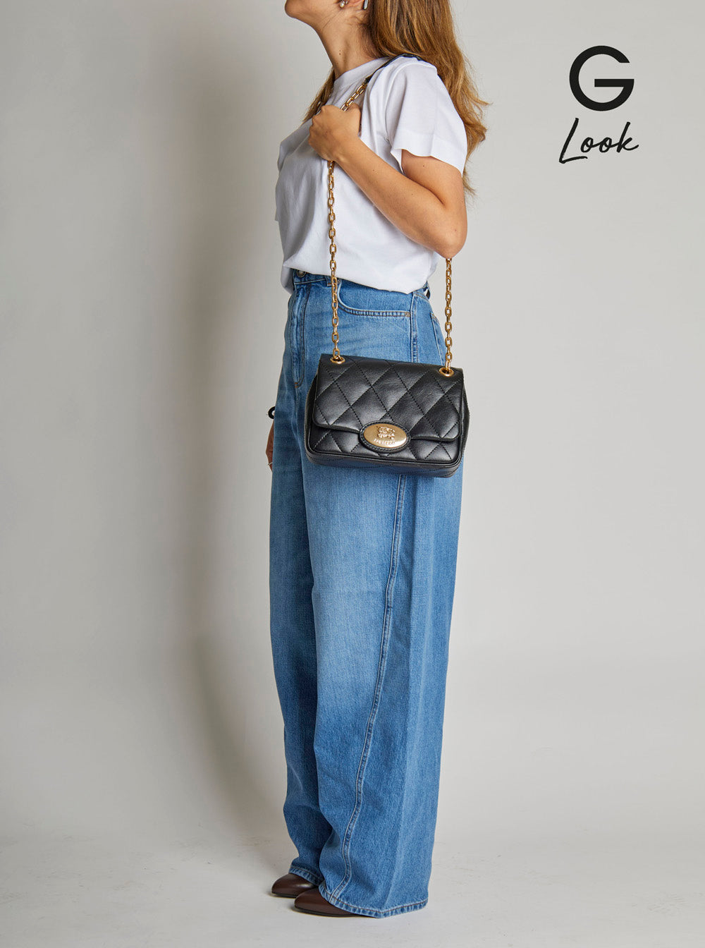 Burberry Women Black Quilted Crossbody Bag With Ekd Plaque On The Front And Chain-Link Shoulder Strap In Leather Woman