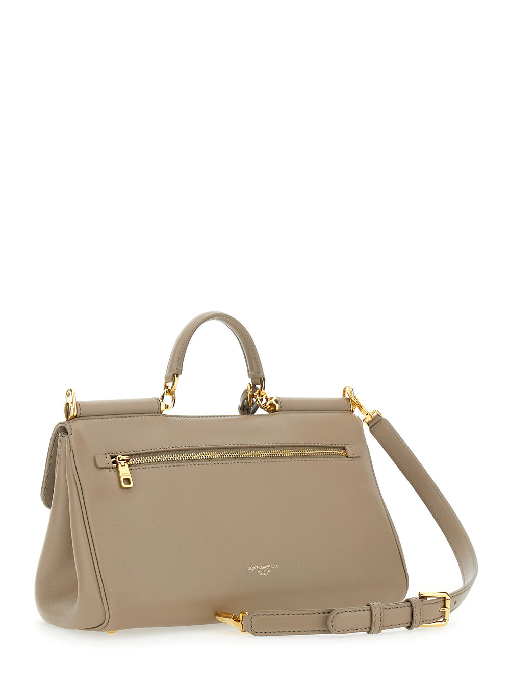 Dolce & Gabbana Women Beige Handbag With Padlock Detail And Adjustable And Removable Shoulder Strap In Leather Woman