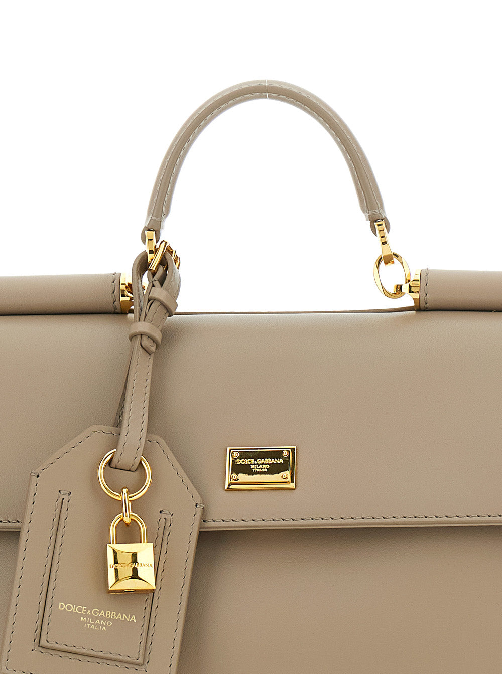 Dolce & Gabbana Women Beige Handbag With Padlock Detail And Adjustable And Removable Shoulder Strap In Leather Woman