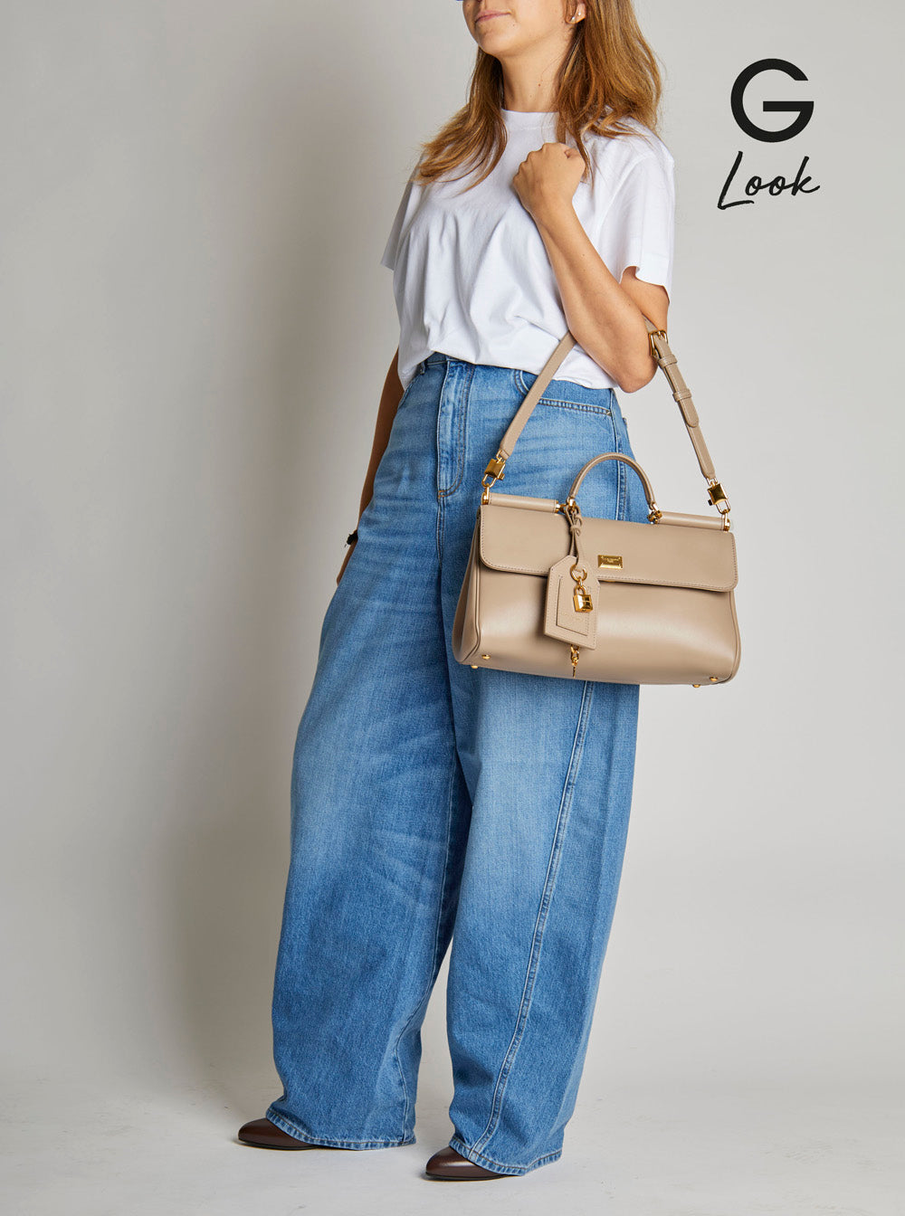 Dolce & Gabbana Women Beige Handbag With Padlock Detail And Adjustable And Removable Shoulder Strap In Leather Woman