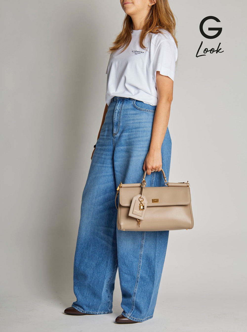 Dolce & Gabbana Women Beige Handbag With Padlock Detail And Adjustable And Removable Shoulder Strap In Leather Woman