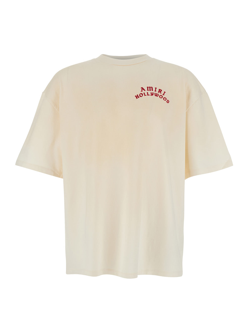Amiri Men White Crewneck T-Shirt With Logo Lettering On Front And Rear In Cotton Man