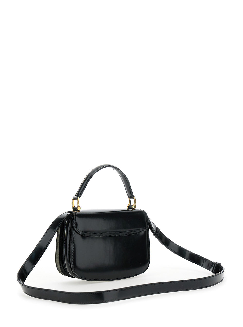 Ami Paris Women Black Handbag With Adc Patch On The Front And Adjustable And Removable Shoulder Strap In Leather Woman