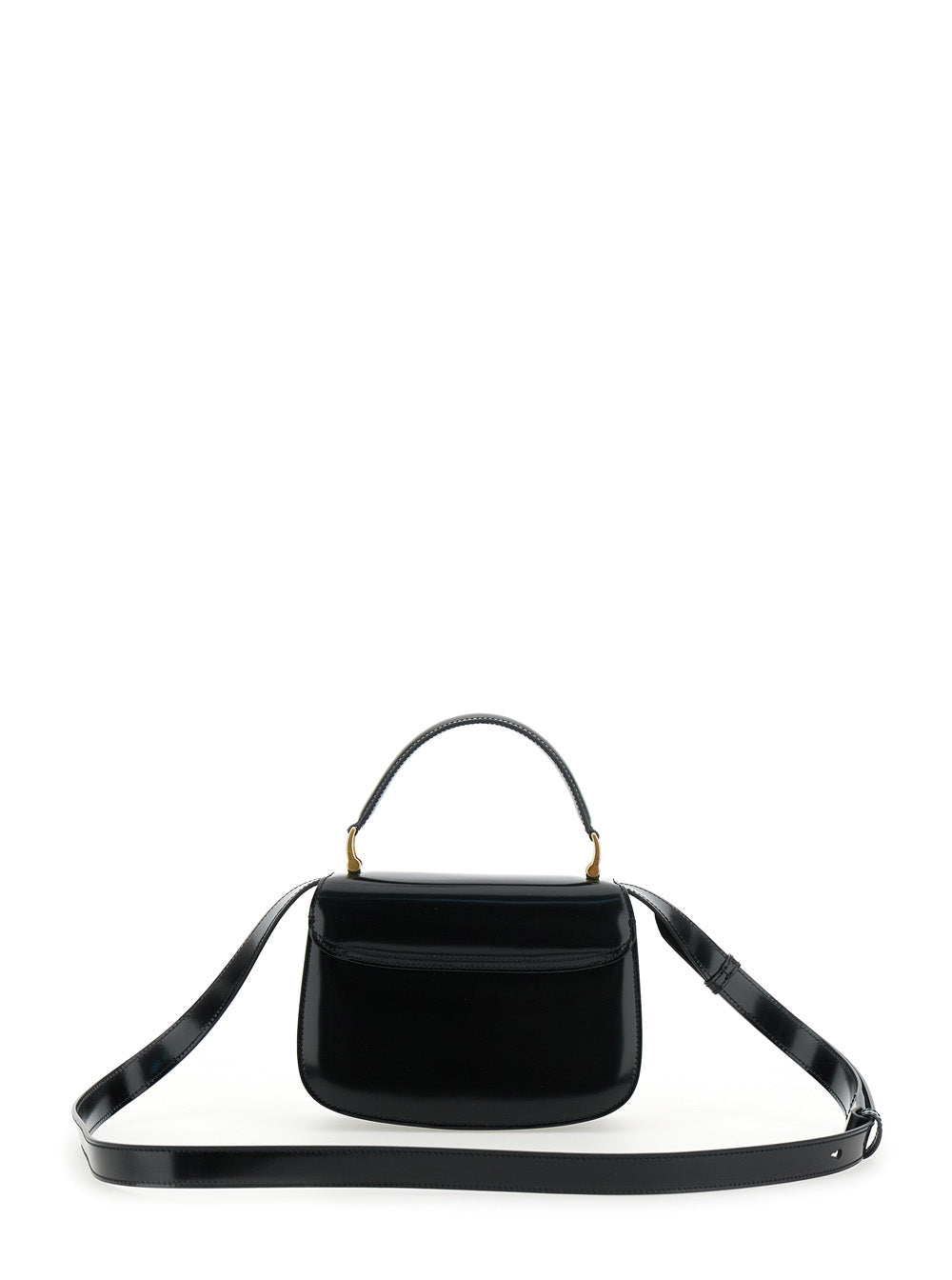 Ami Paris Women Black Handbag With Adc Patch On The Front And Adjustable And Removable Shoulder Strap In Leather Woman