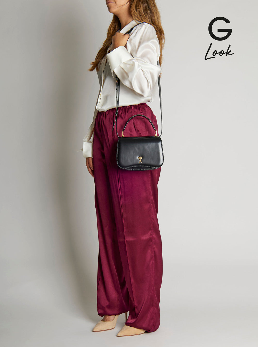 Ami Paris Women Black Handbag With Adc Patch On The Front And Adjustable And Removable Shoulder Strap In Leather Woman