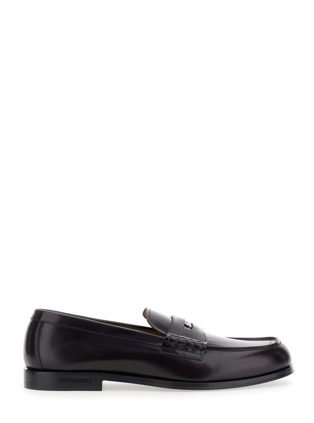 Dsquared2 Men Black Loafers With Logo Plaque On The Front In Leather Man