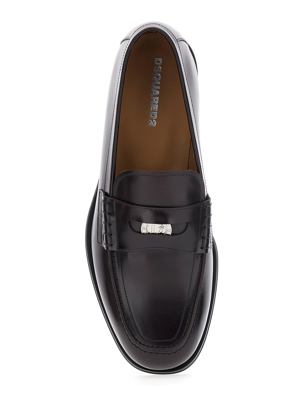 Dsquared2 Men Black Loafers With Logo Plaque On The Front In Leather Man