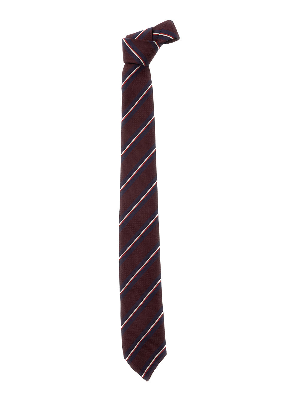 Dsquared2 Men Bordeaux Tie With All-Over Striped Motif In Silk Man