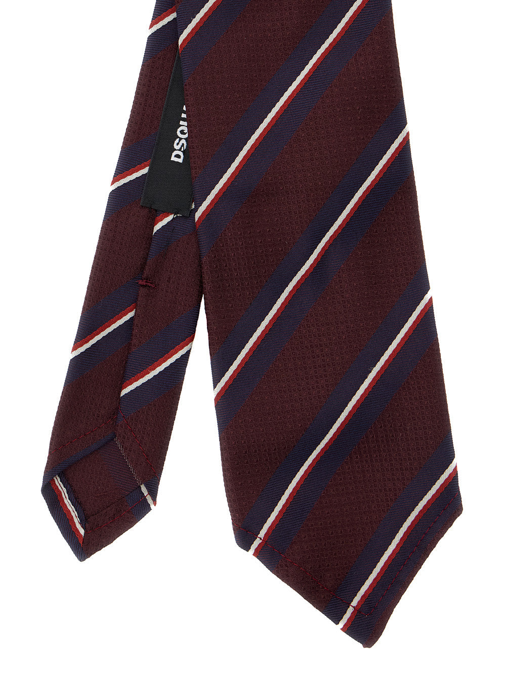 Dsquared2 Men Bordeaux Tie With All-Over Striped Motif In Silk Man