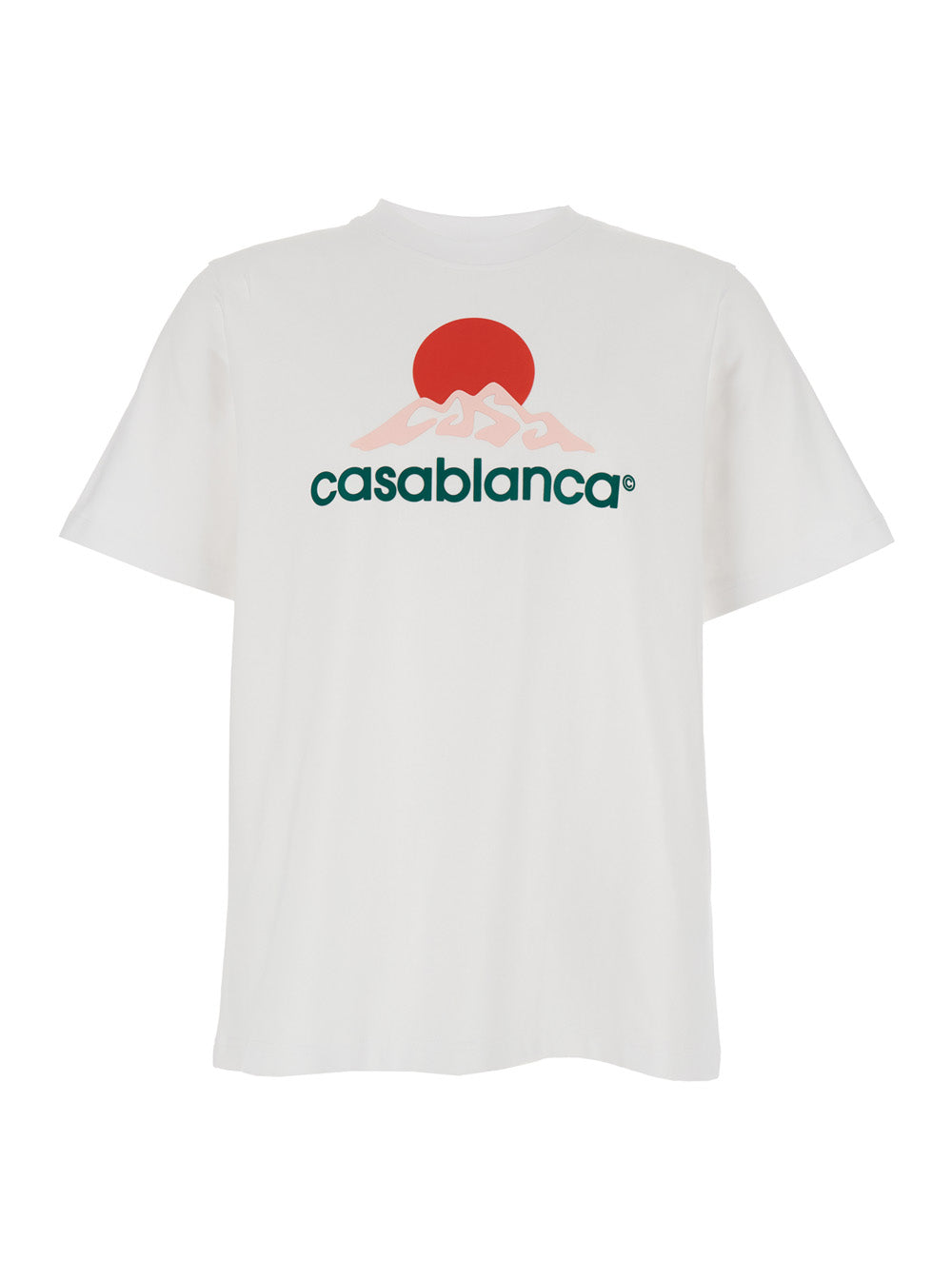 Casablanca Men White Crewneck T-Shirt With Logo On The Front In Cotton Man