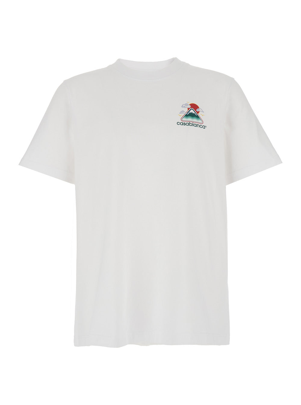 Casablanca Men White T-Shirt With Crewneck And Logo On The Front And Maxi Logo On The Back In Cotton Man