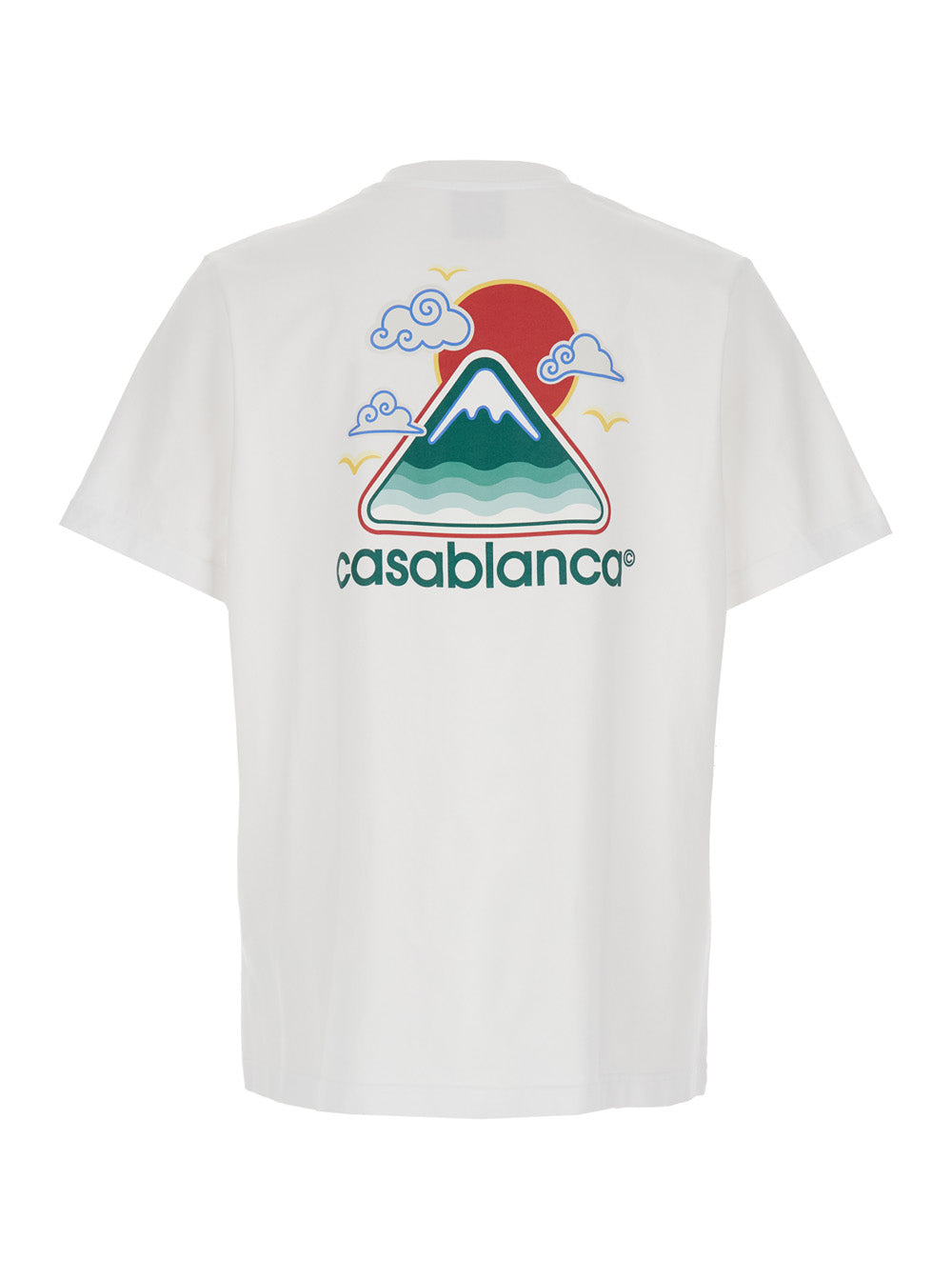 Casablanca Men White T-Shirt With Crewneck And Logo On The Front And Maxi Logo On The Back In Cotton Man
