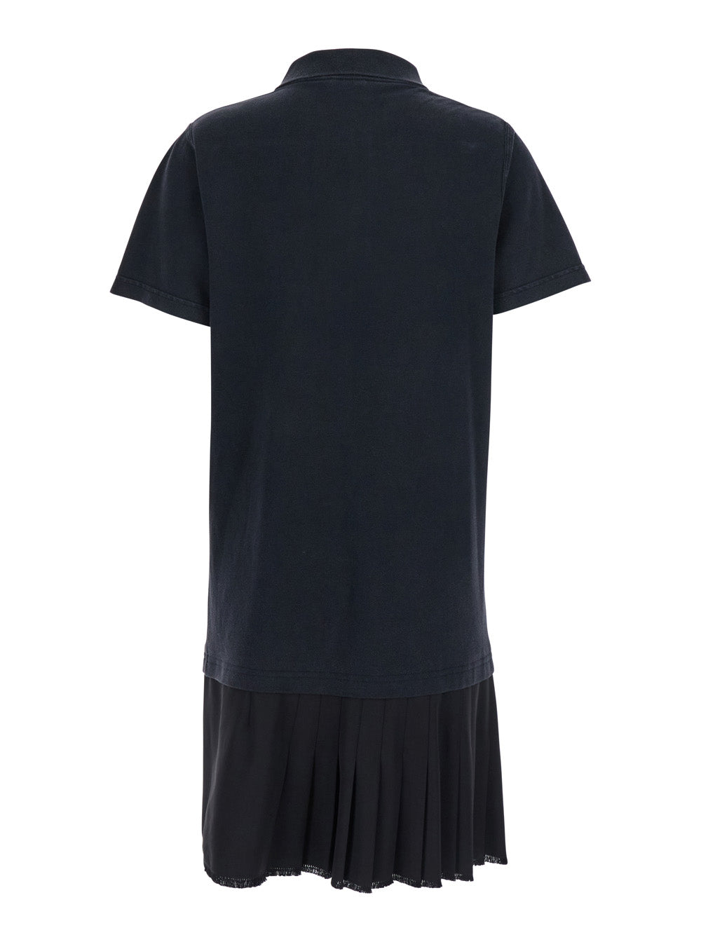 Balenciaga Women Black Layered Dress With Polo Shirt Style Collar And Safety Pin Detail In Cotton Woman
