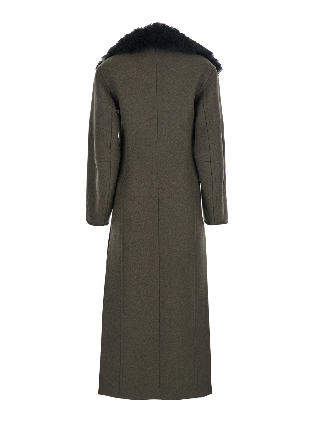 Blumarine Women Green Coat With Classic Lapels And Removable Collar In Wool Blend Woman