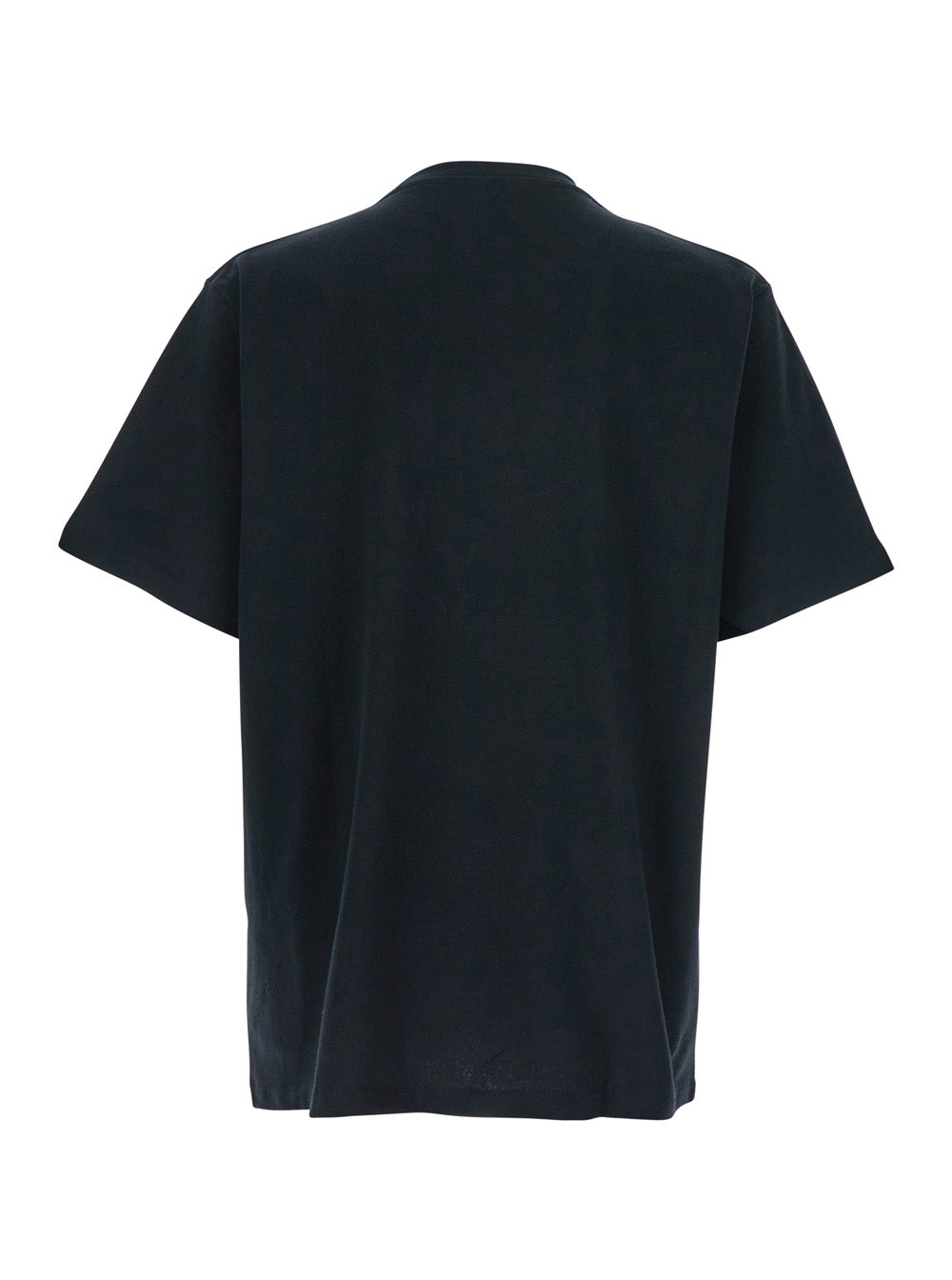 Jw Anderson Men Black Crewneck T-Shirt With Anchor Embroidery On The Front In Cotton Man