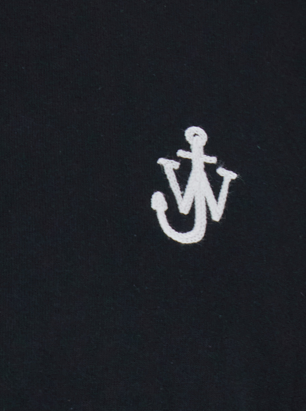 Jw Anderson Men Black Crewneck T-Shirt With Anchor Embroidery On The Front In Cotton Man