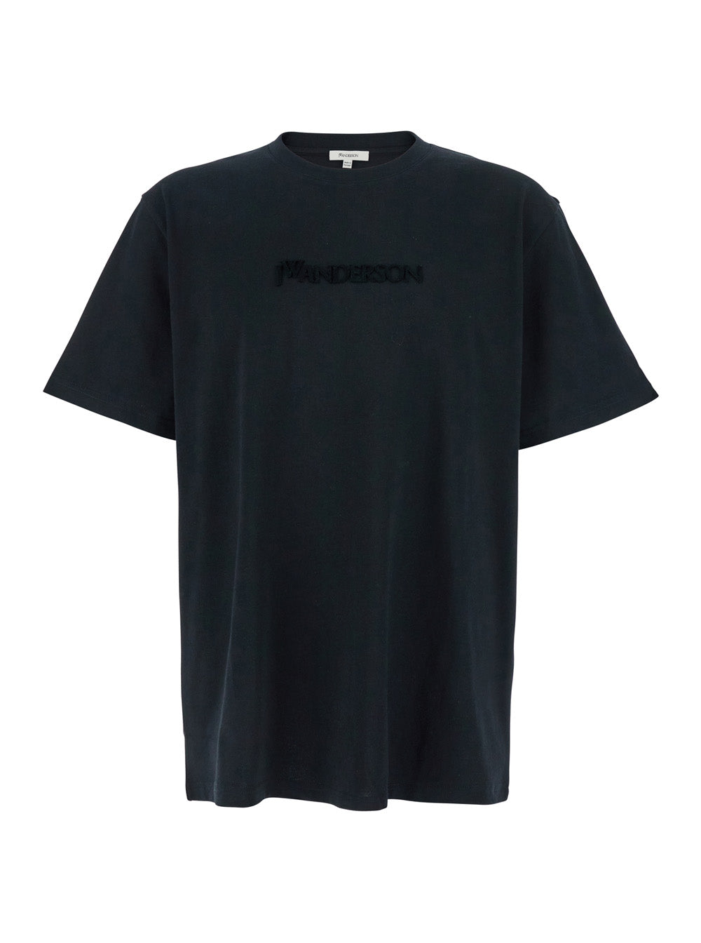 Jw Anderson Men Black Crewneck T-Shirt With Logo Lettering Embroidery On The Front In Cotton Man