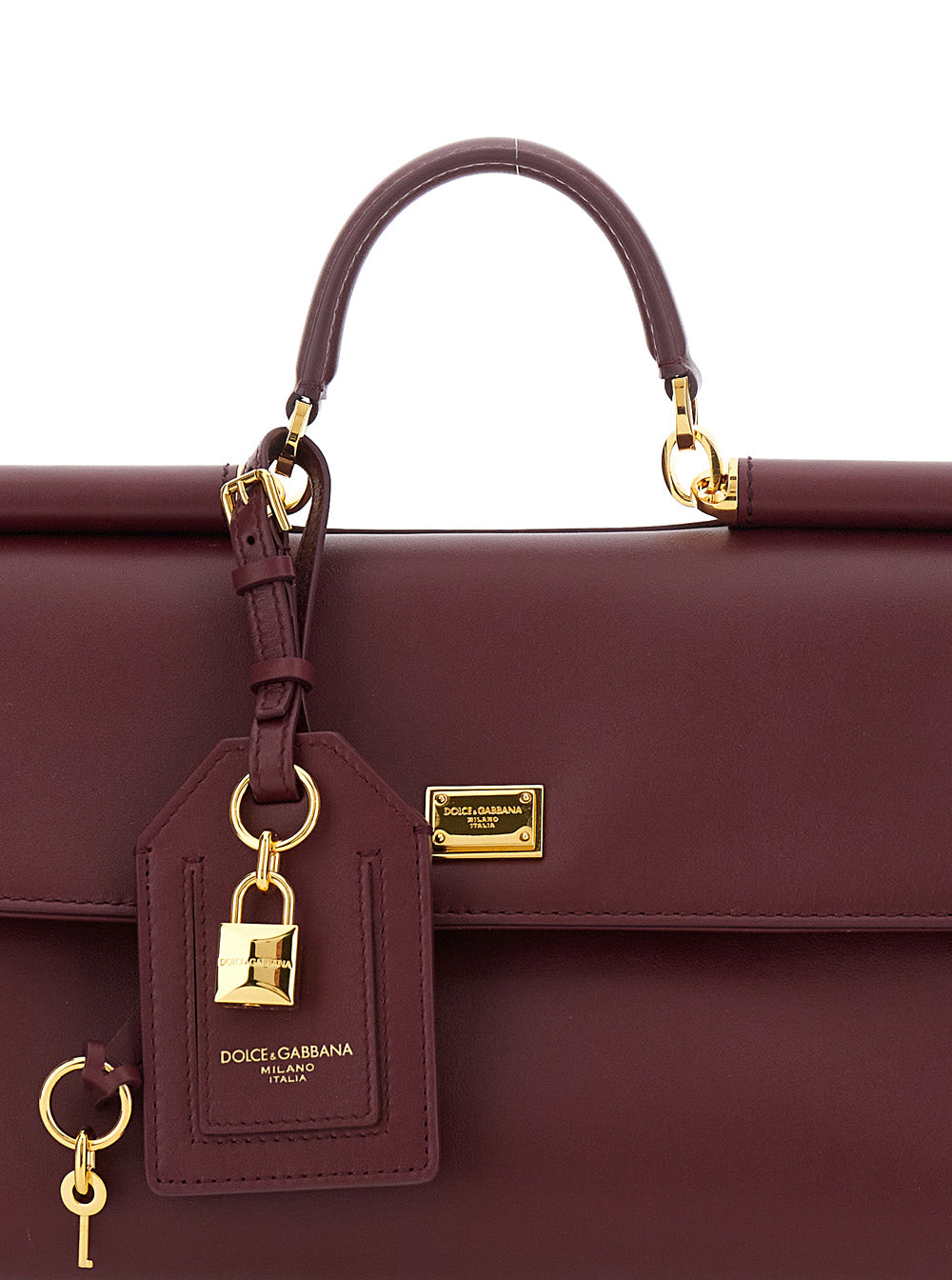 Dolce & Gabbana Women Bordeaux Handbag With Key And Padlock Detail And Adjustable And Removable Shoulder Strap In Leather Woman