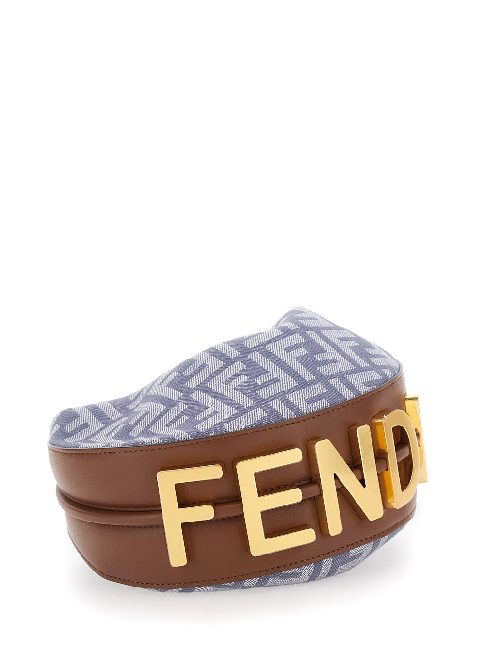 Fendi Women 'Fendigraphy' Blue Mini Handbag With Logo Lettering And All-Over Ff Motif In Cotton Blend Woman