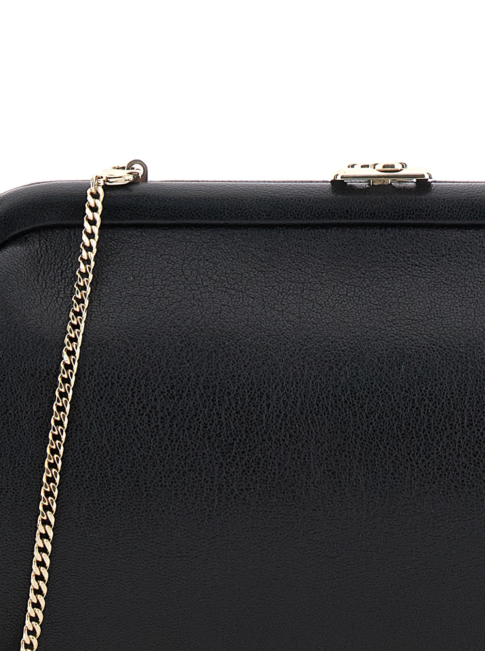 Jimmy Choo Women 'Skylar' Black Clutch With Chain-Link Shoulder Strap And Kiss-Lock Closure With Logo Plaque In Leather Woman