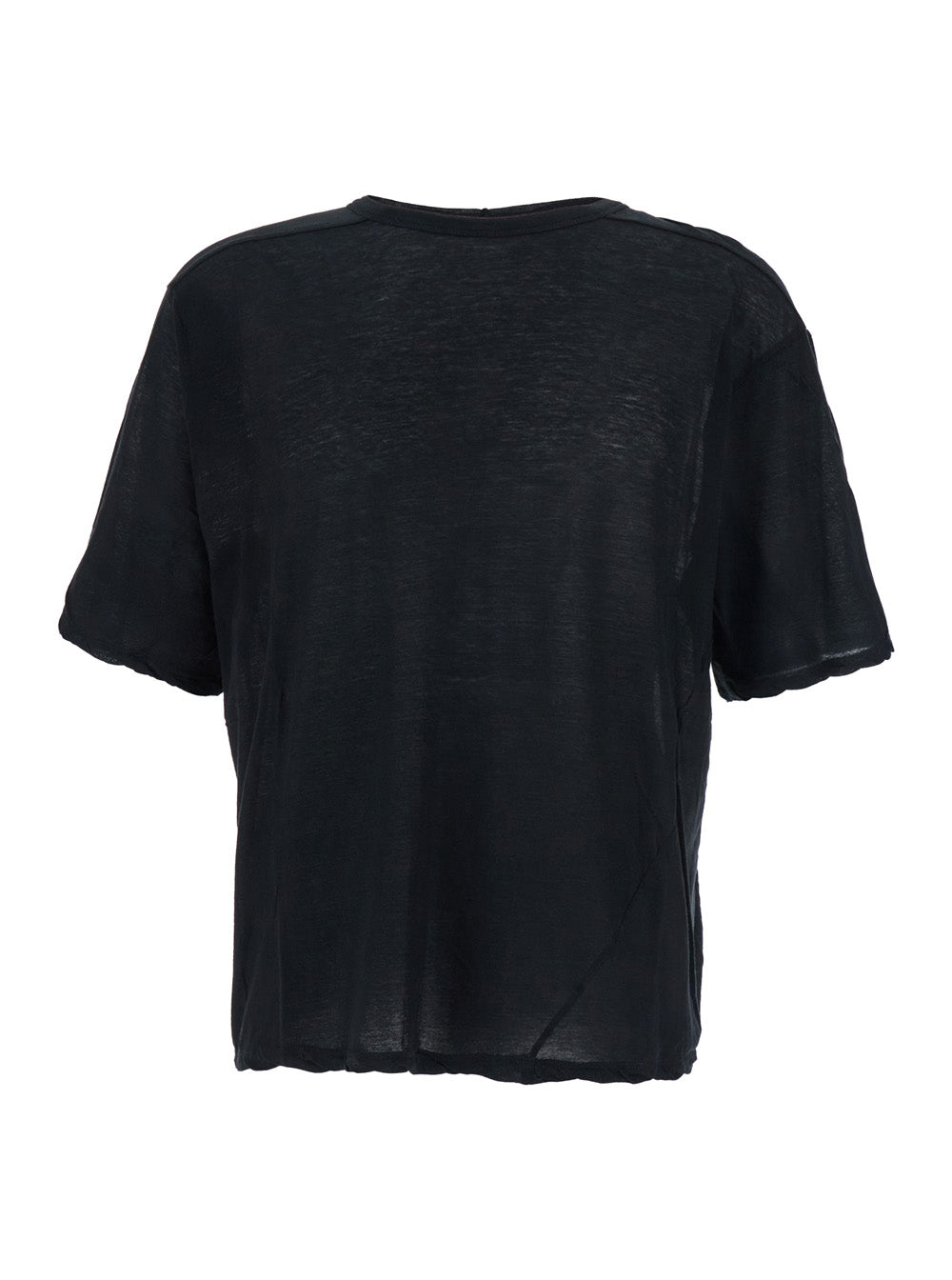 Rick Owens Men 'Brad' Black Crewneck T-Shirt With Rear Stitching In Cotton Man